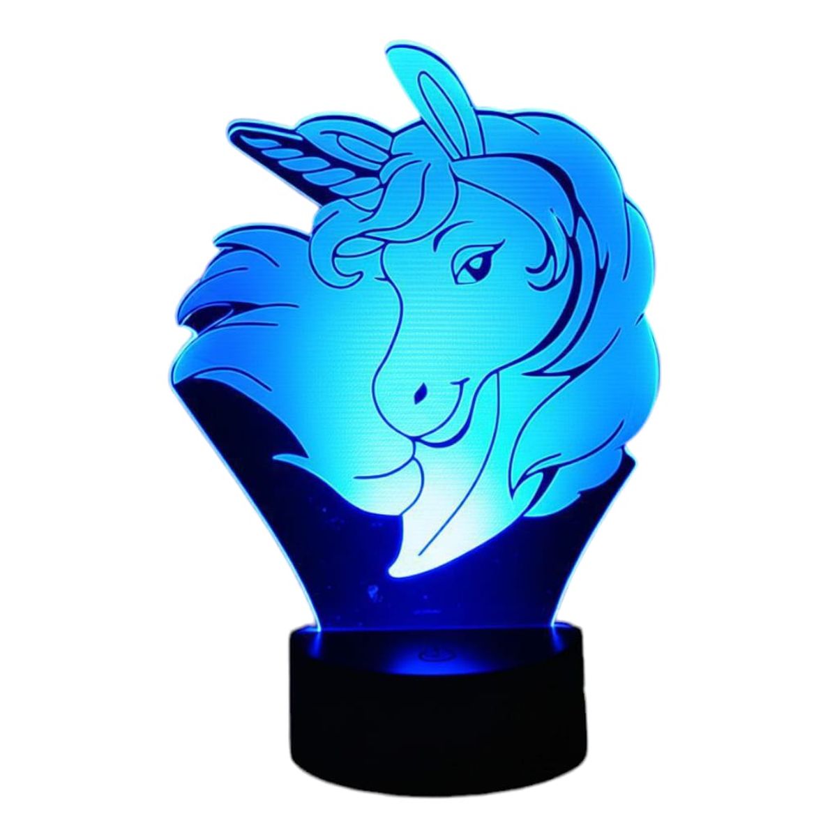 GENERICO - Lampara touch 3D Cabeza de Unicornio De 7 Colores
