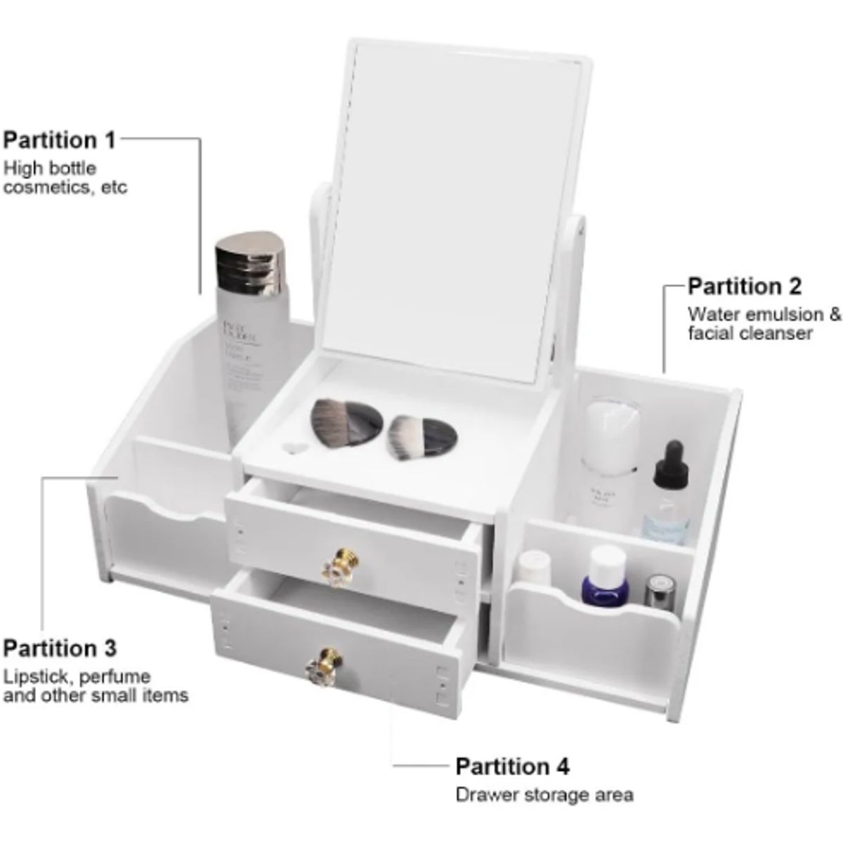 GENERICO - Organizador Maquillaje Con Espejo Estación De Maquillaje
