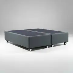 BLOCCARE - Base de Cama Super King Box 30 cm (Gris)- Con Rueda Logo (Con Refuerzo)