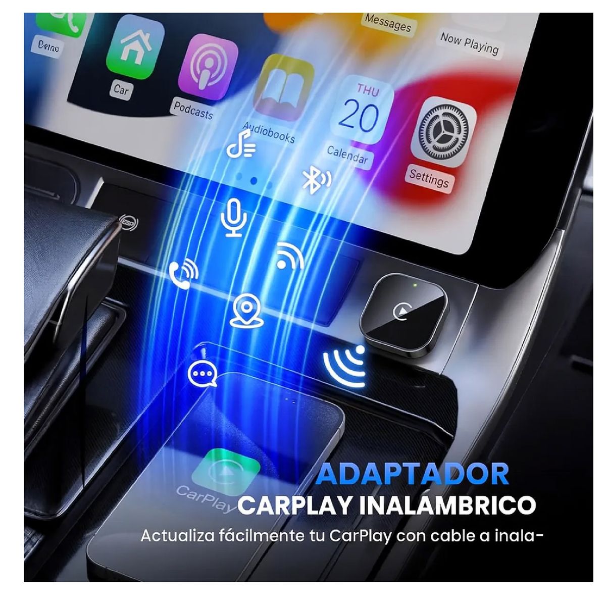 ESHOPANGIE - Adaptador Automático Inalámbrico 2 En 1 Para Carplay/android
