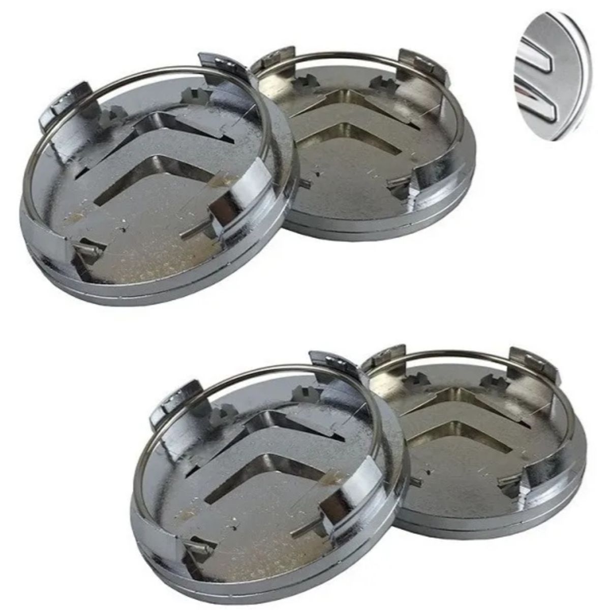 GENERICO - 4 Tapa Centro Llanta Compatible con Citroen 60mm Plateado