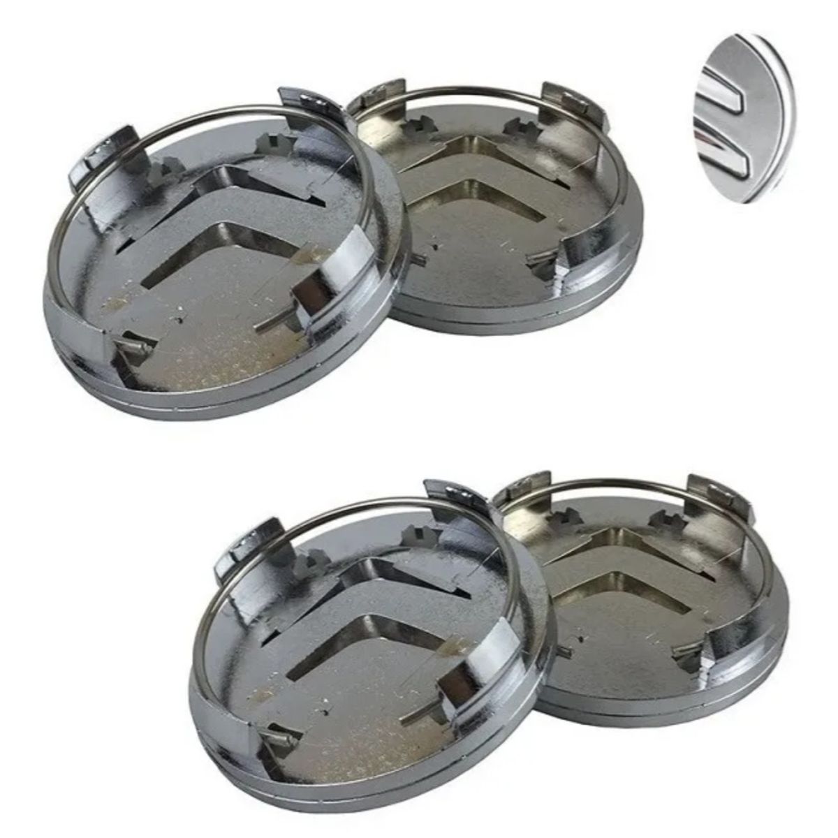 GENERICO - 4 Tapa Centro Llanta Compatible con Citroen 60mm Plateado