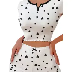 LOOK SHOP - Pijama Corto Lola Juvenil. Conjunto Short Y Polera Mujer. 618