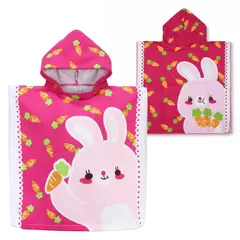 OKAERI - TOALLA DE BAÑO / PLAYA CON CAPUCHA NIÑAS Y NIÑOS - Rosa
