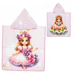 OKAERI - TOALLA DE BAÑO / PLAYA CON CAPUCHA NIÑAS Y NIÑOS - Rosa