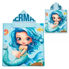 OKAERI - TOALLA DE BAÑO / PLAYA CON CAPUCHA NIÑAS Y NIÑOS - Turquesa