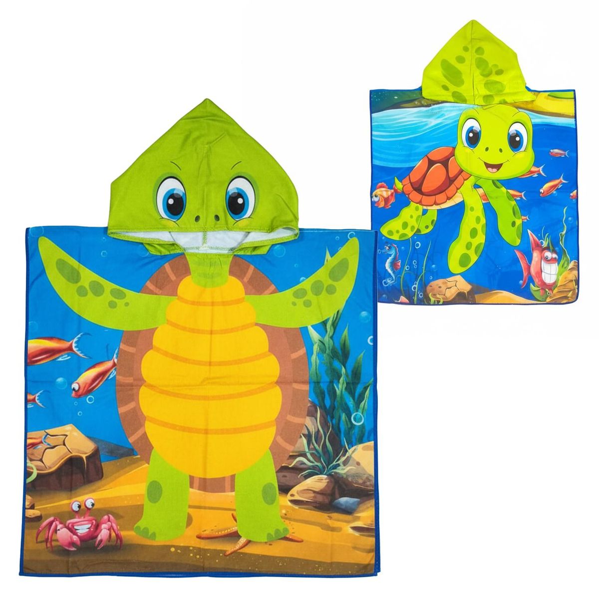 OKAERI - TOALLA DE BAÑO / PLAYA CON CAPUCHA NIÑAS Y NIÑOS - Azul