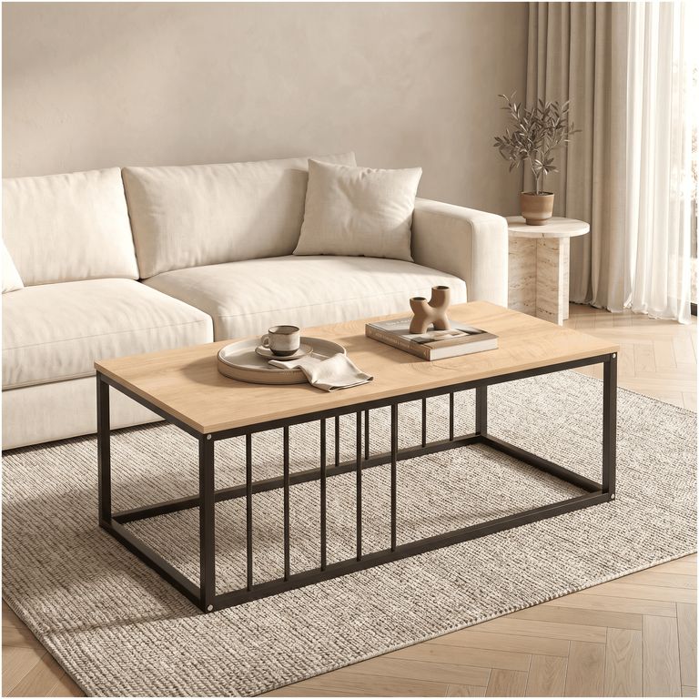 Mesa De Centro Minimalista Con Cubierta De Melamina 15 Mm