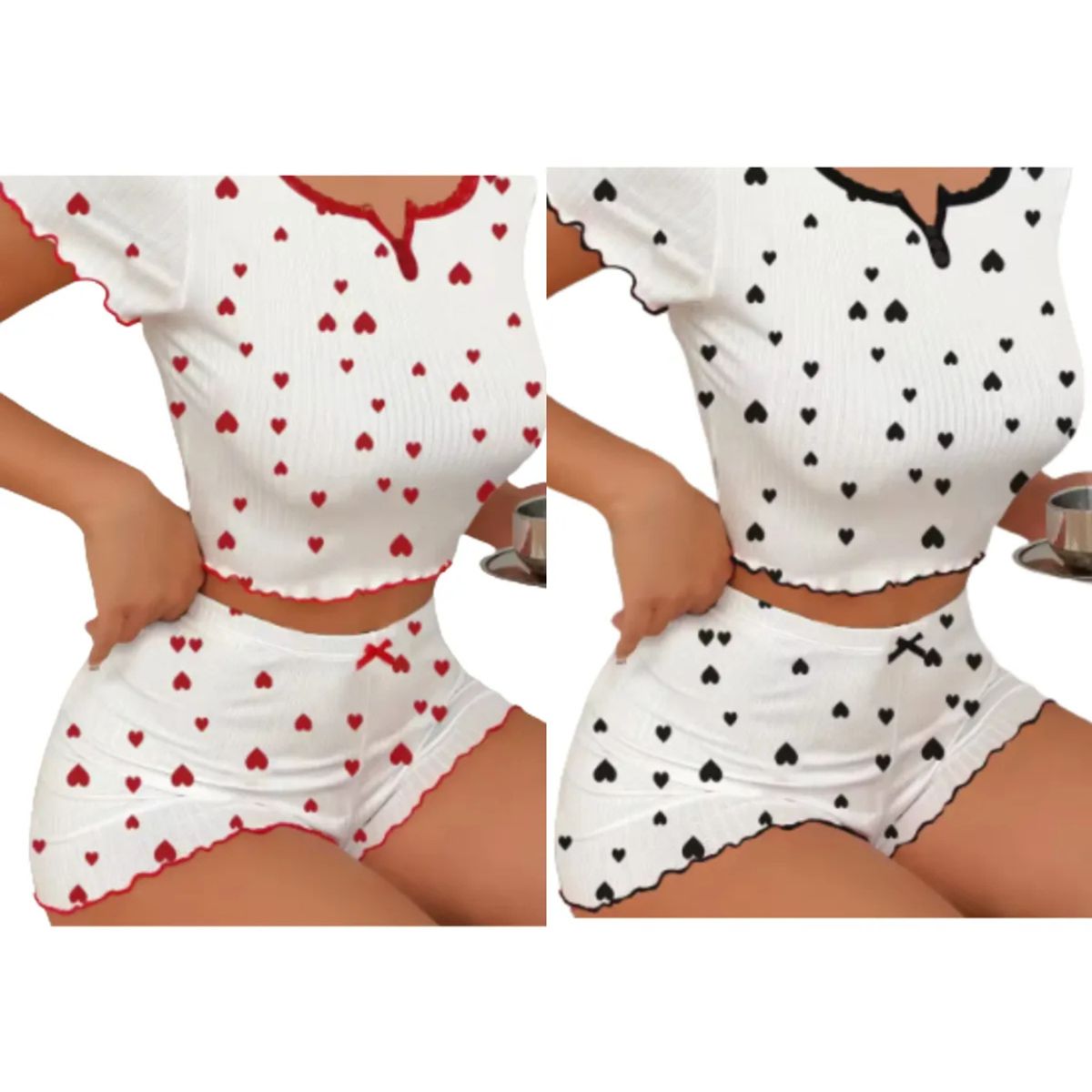 LOOK SHOP - Pack 2 Pijama Corto Lola Juvenil. Conjunto Short Y Polera 618