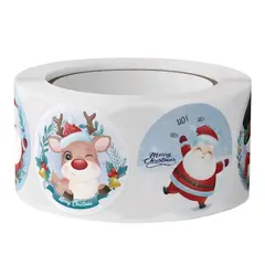 GENERICO - 500 Etiquetas Autoadhesivas Navidad 2,5 cm Rollo Pegatina