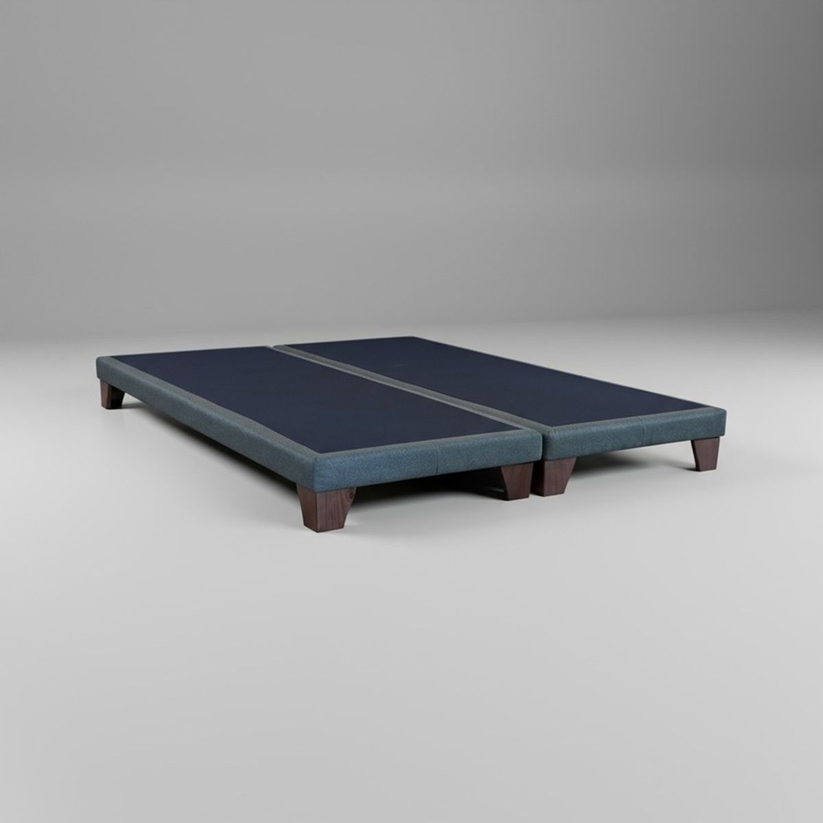 BLOCCARE - Base de Cama Full Dividida Box 8 cm L200 (Gris)- Con Patas de Madera 11 cm (Con Refuerzo)