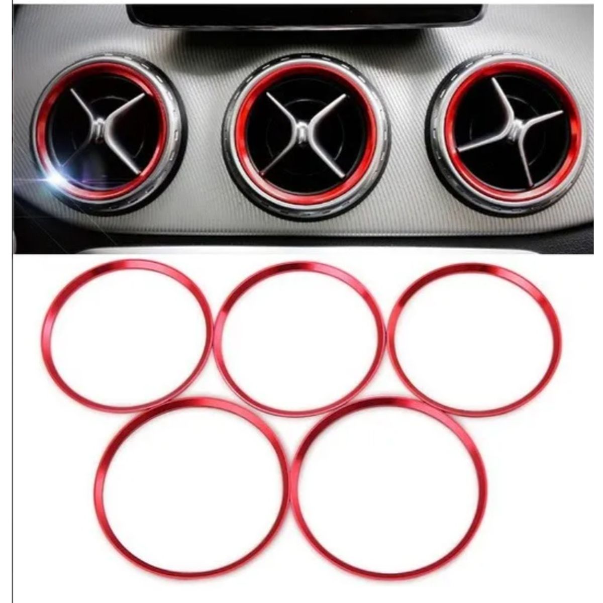 GENERICO - Argollas Rojas Metálicas Salida De Aire para Mercedes Amg
