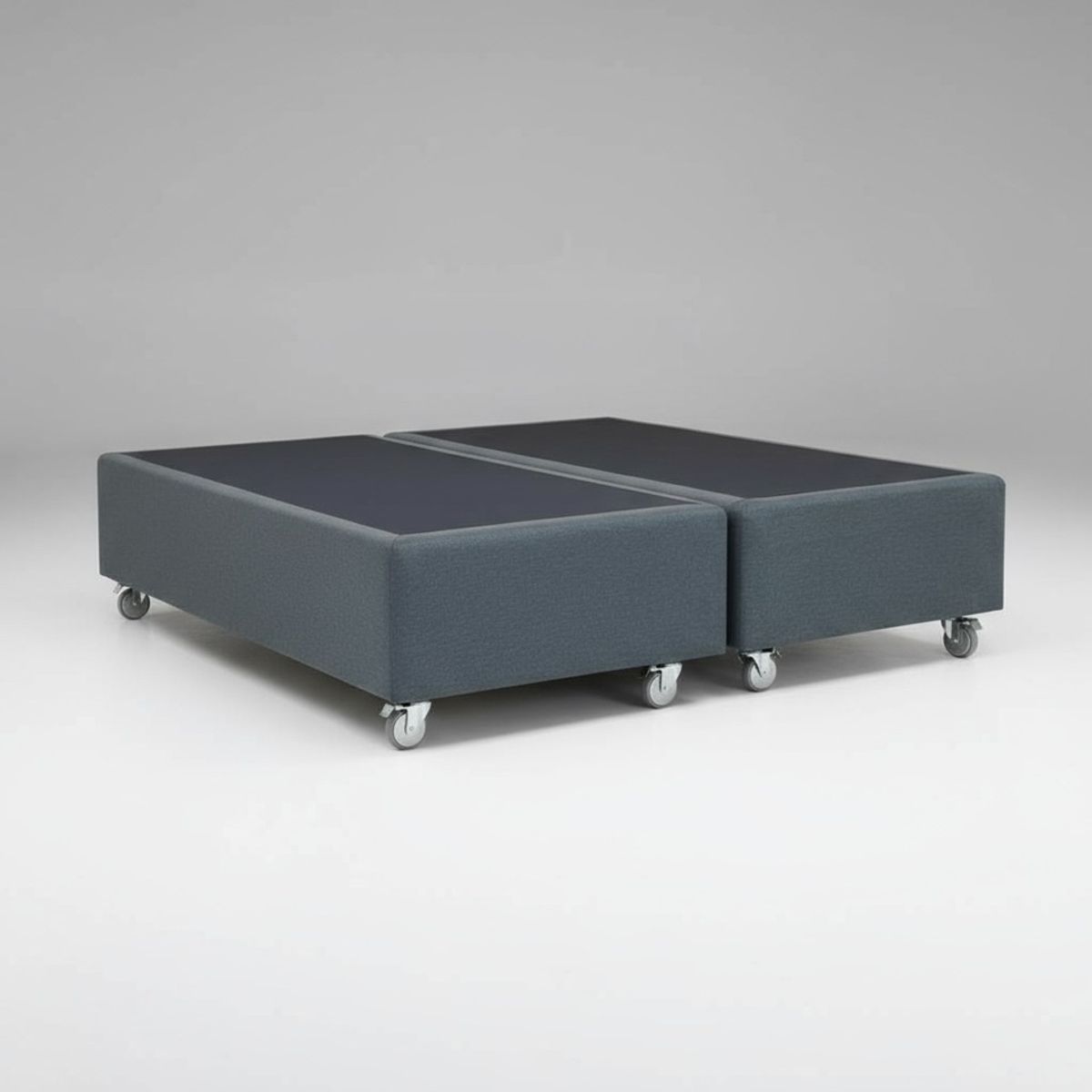 BLOCCARE - Base de Cama Full Dividida Box 30 cm L190 (Gris)- Con Rueda Pyton (Sin Refuerzo)