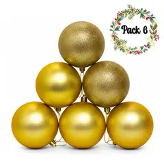 EKOL TACTICA MILITAR - Pack 6 Esferas Navidad Dorado 12cm Decoración Colgantes