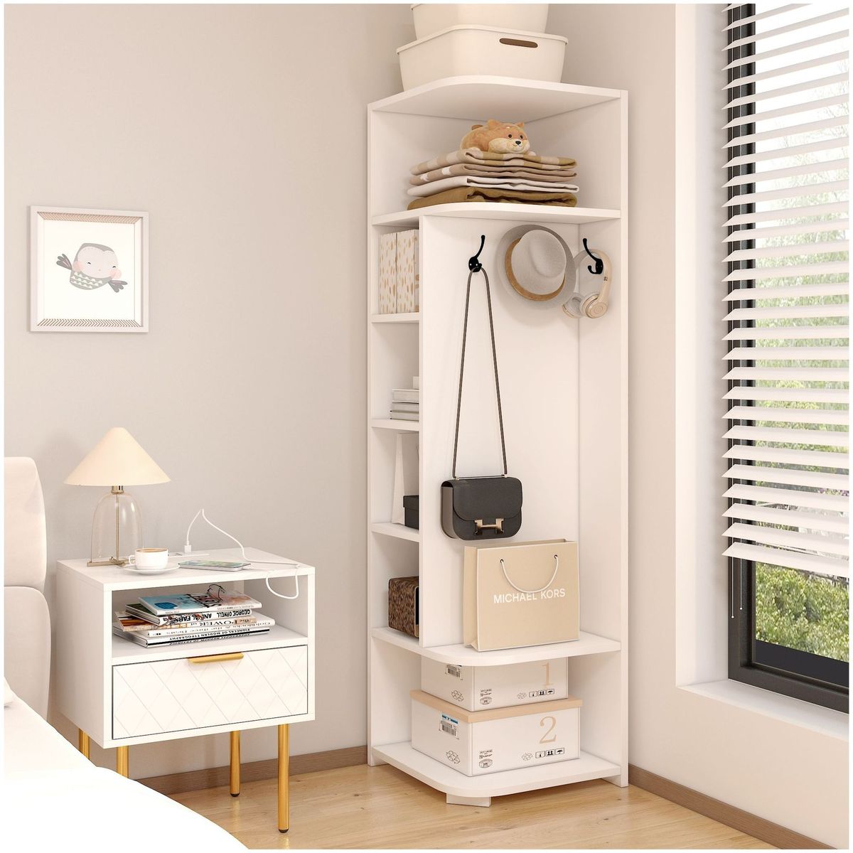 HOMER DESIGN - armario Organizador Esquinero Repisa Estante Para Living Dormitorio