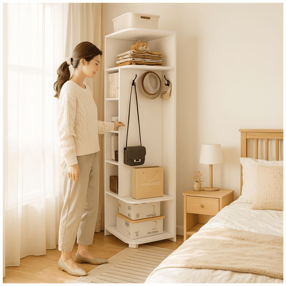 HOMER DESIGN - armario Organizador Esquinero Repisa Estante Para Living Dormitorio