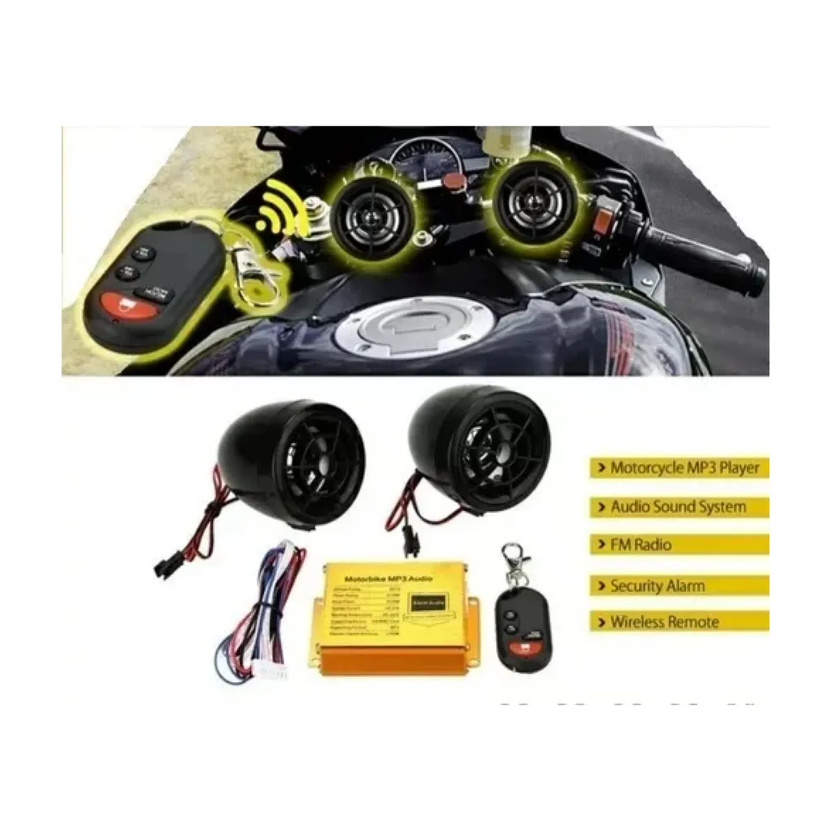 GENERICO - Alarma radio para motos c parlantes mp3