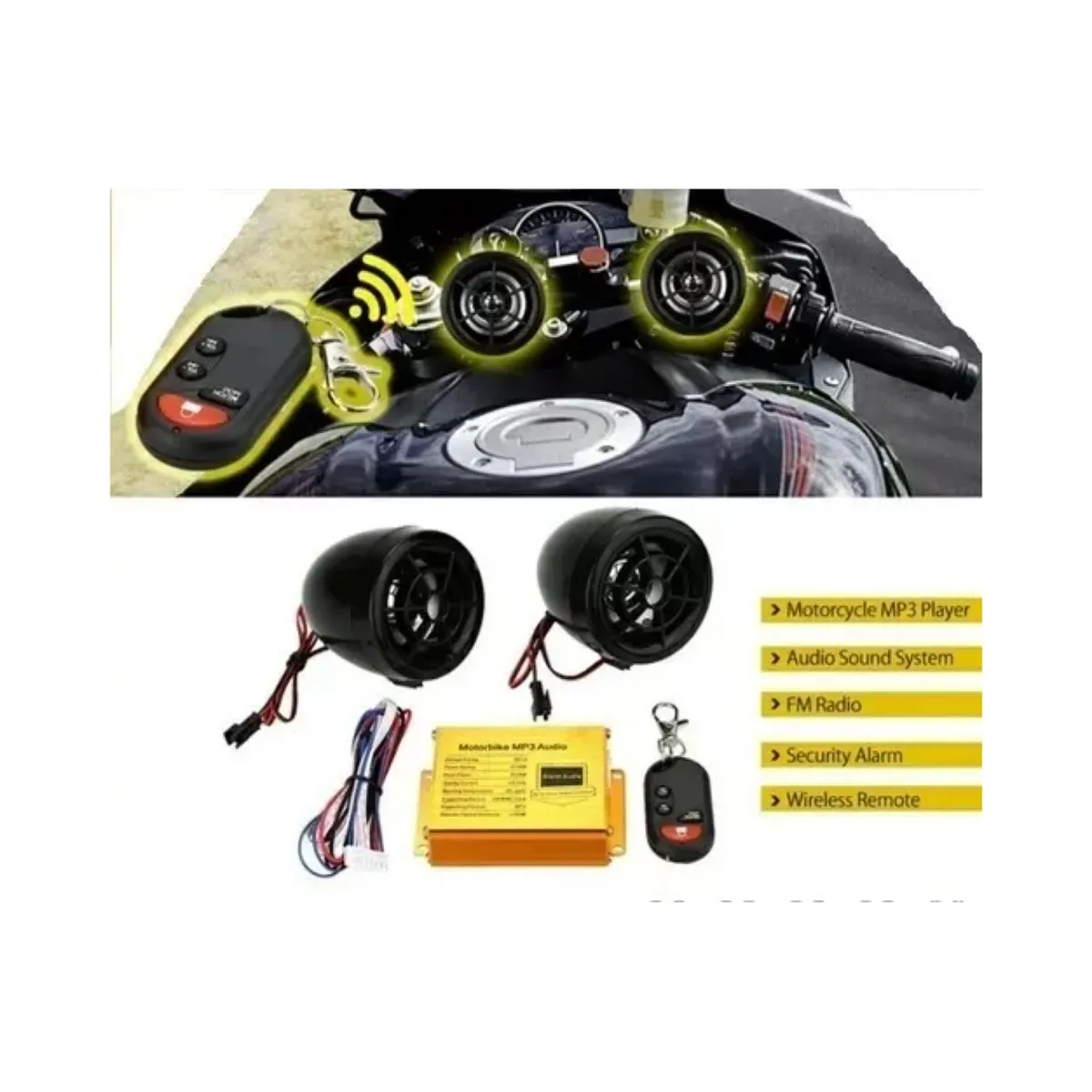 GENERICO - Alarma radio para motos c parlantes mp3