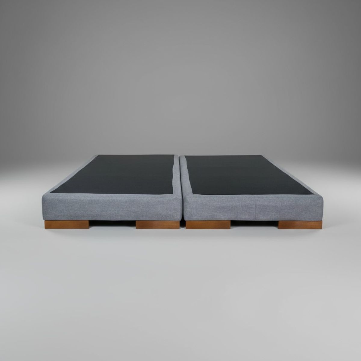 BLOCCARE - Base de Cama Full Dividida Box 13 cm L190 (Gris)- Con Pata de Madera 4.5 cm (Con Refuerzo)