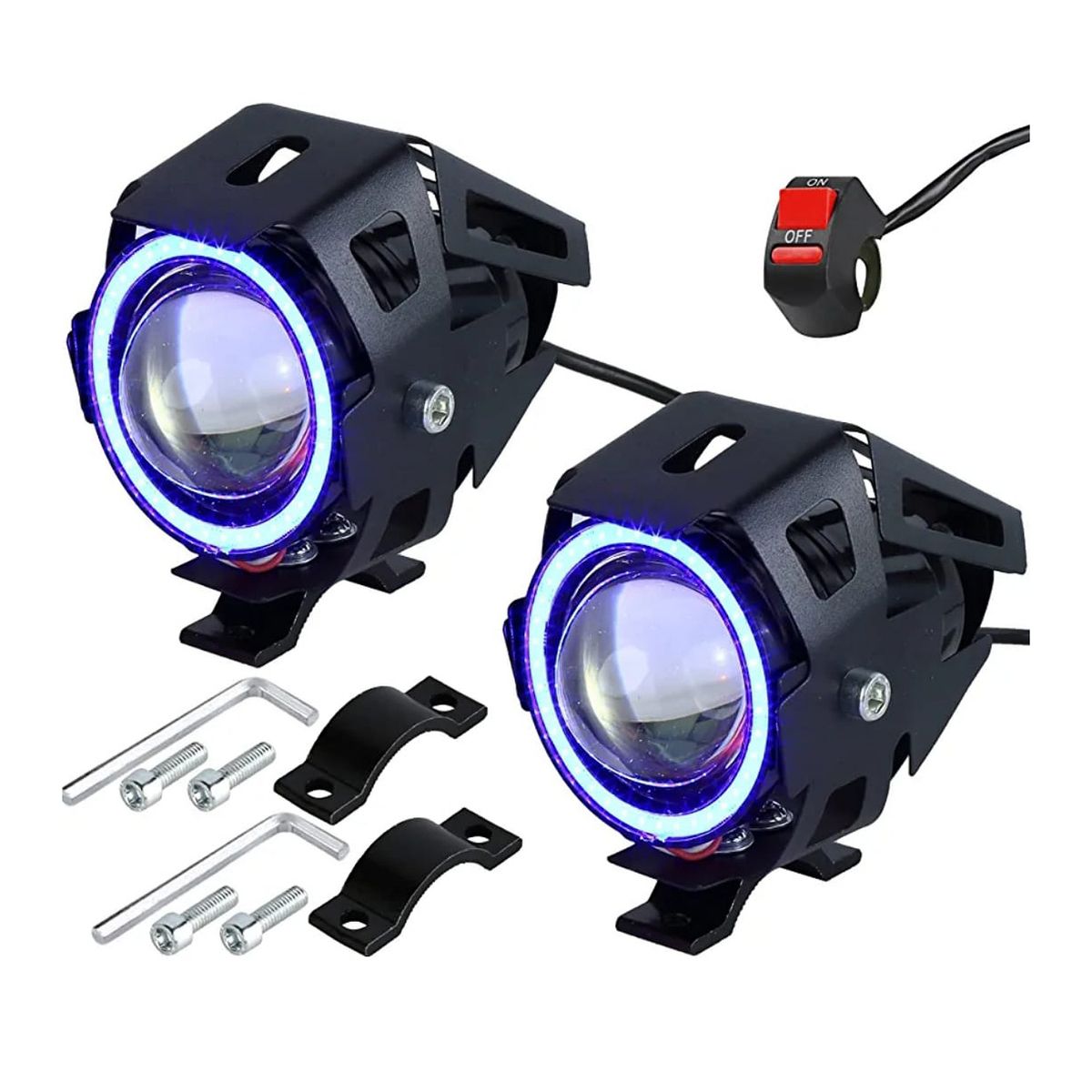 GENERICO - Neblineros led ojo de angel azul para motos scooter Autos