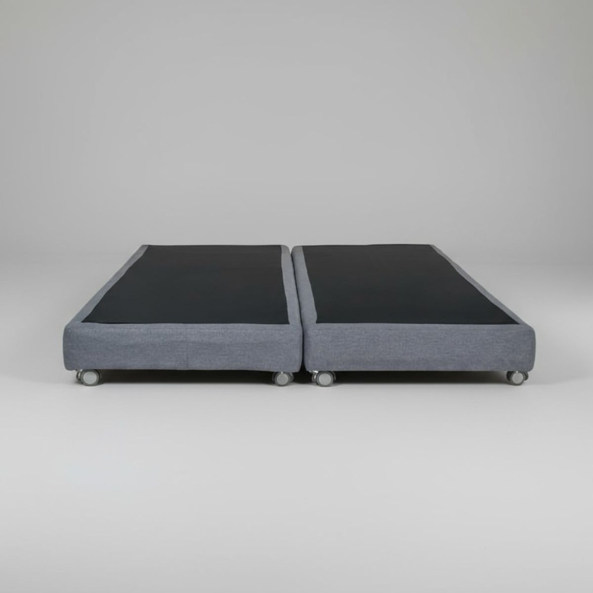 BLOCCARE - Base de Cama Full Dividida Box 13 cm L200 (Gris)- Con Rueda Logo (Sin Refuerzo)