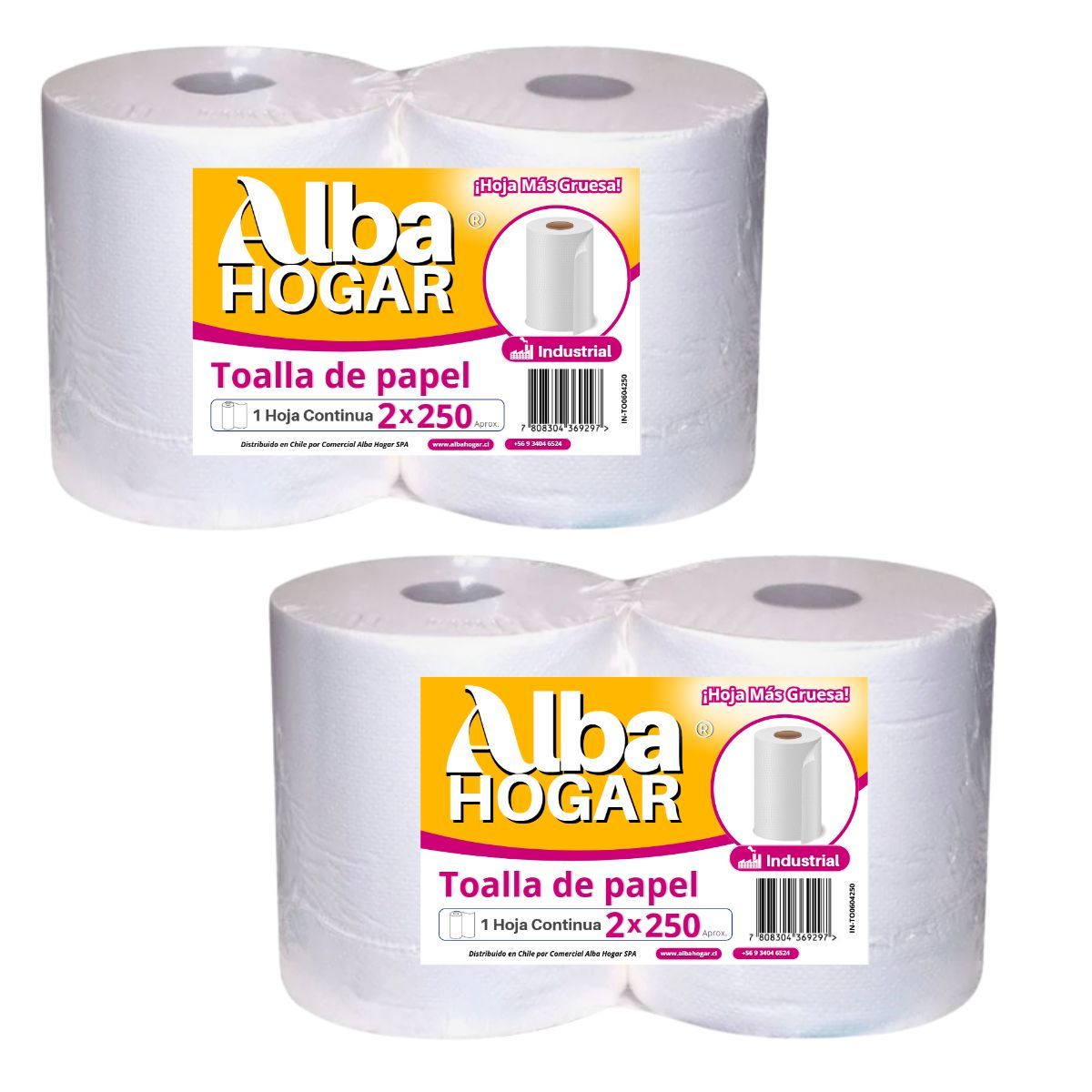 GENERICO - Toalla De Papel Industrial Jumbo Alba Hogar 250 m Pack X4