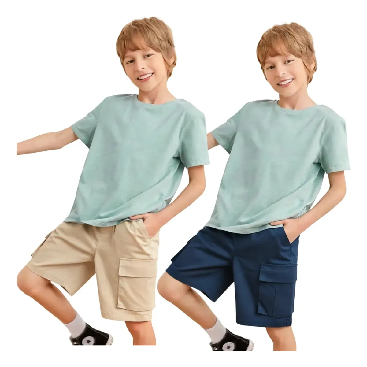 LOOK SHOP - Pack 2 Pantalones Cortos Niño Y Juvenil. Short Bermuda Cargo K35