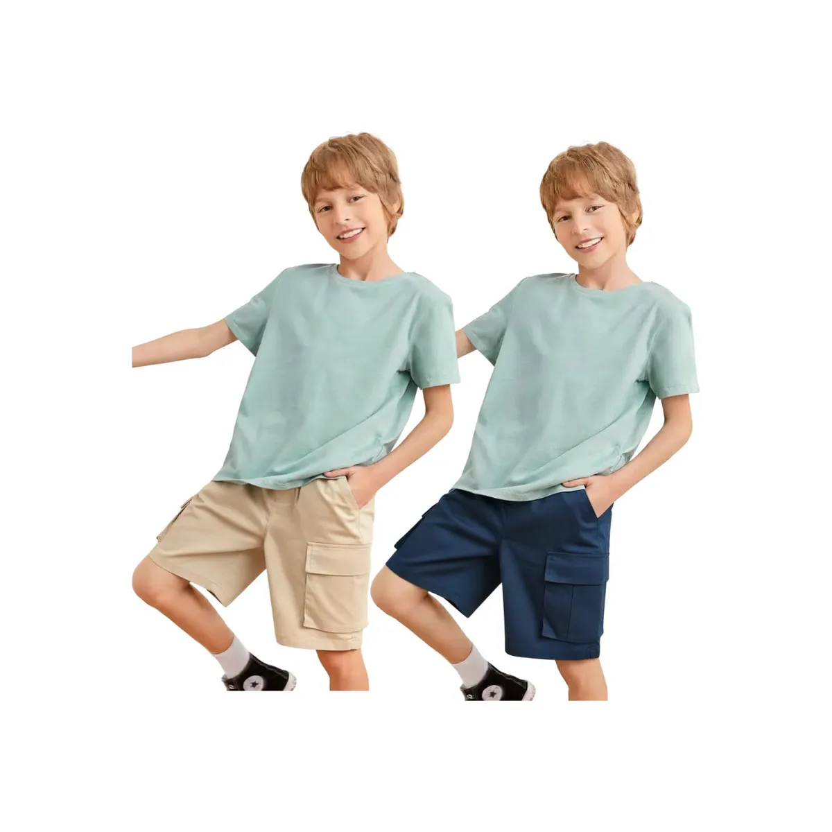 LOOK SHOP - Pack 2 Pantalones Cortos Niño Y Juvenil. Short Bermuda Cargo K35