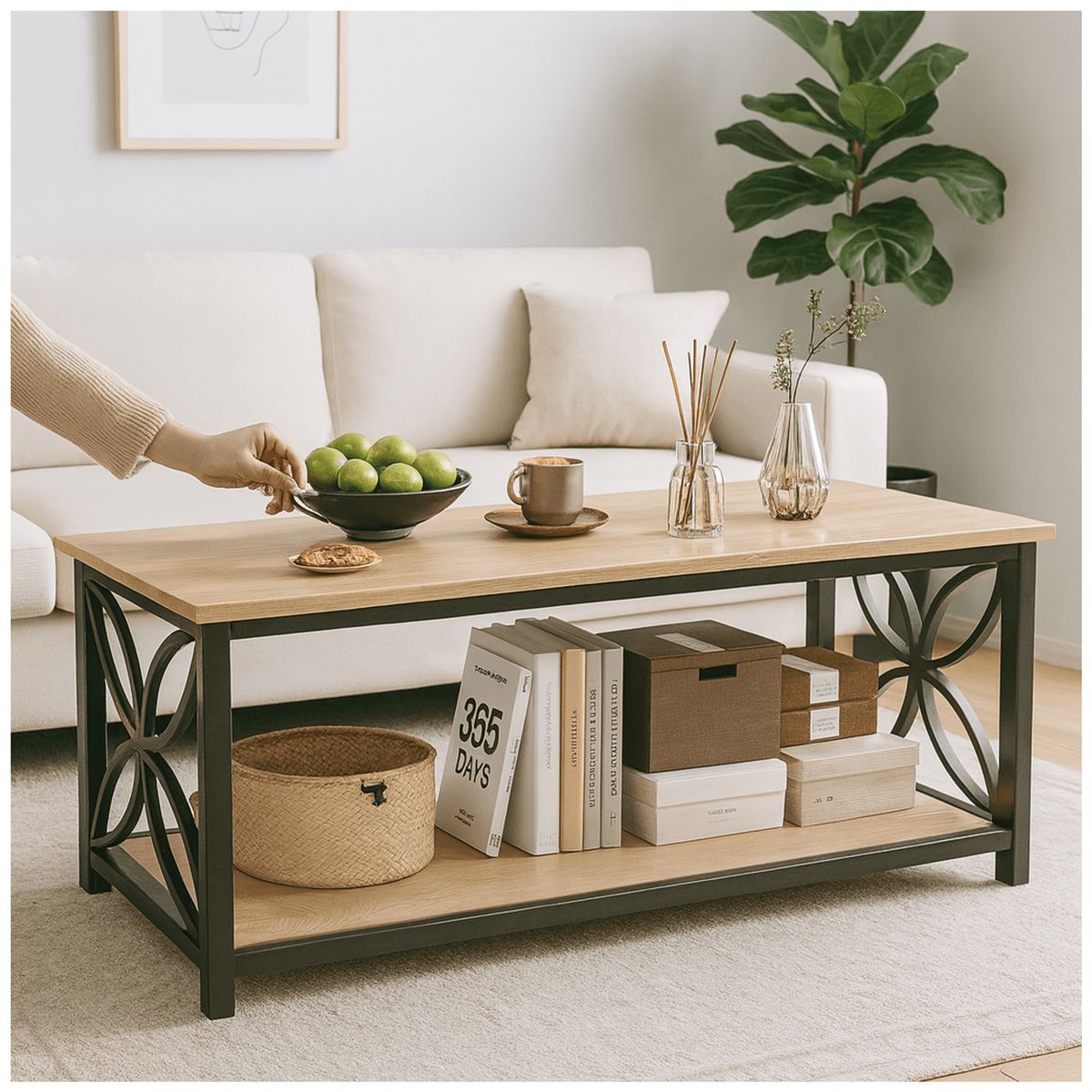 HOMER DESIGN - Mesa De Centro Minimalista Con Cubierta De Melamina 15 Mm