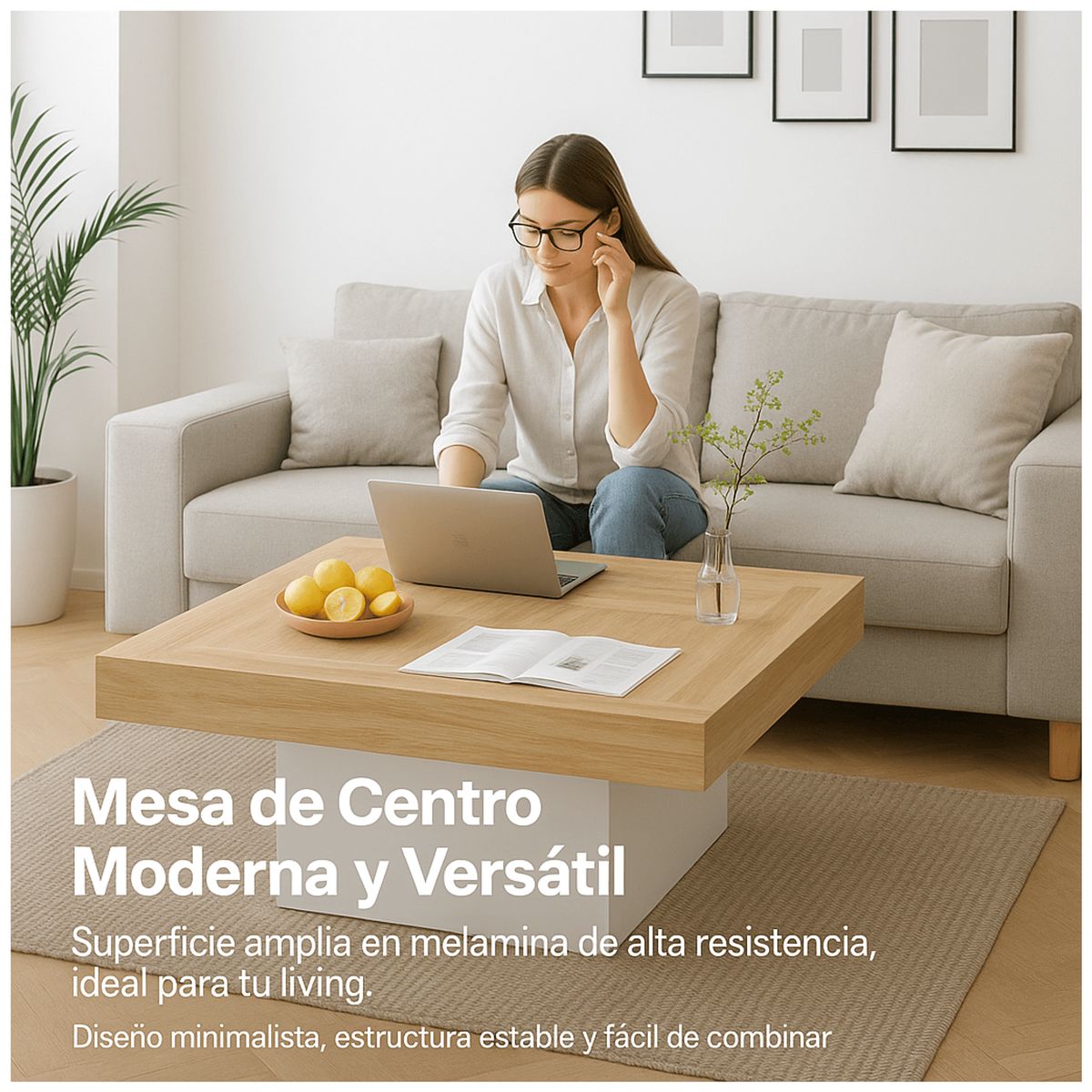 HOMER DESIGN - Mesa De Centro Minimalista Con Cubierta De Melamina 15 Mm