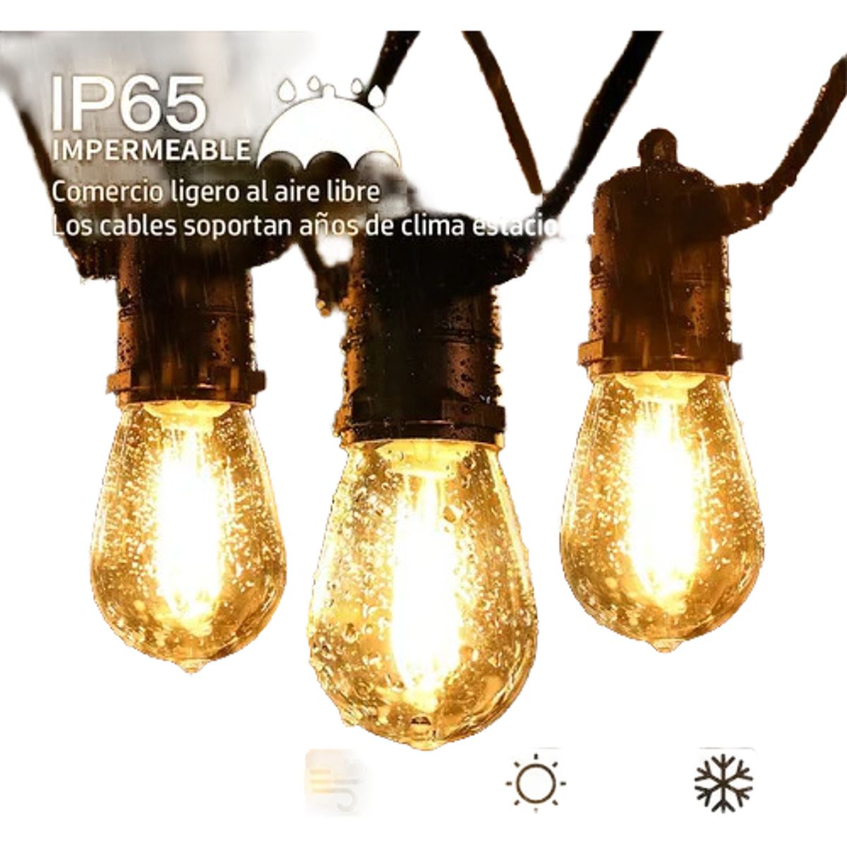 GENERICO - Guirnalda Solar 10 Metros 10 Ampolletas Negro