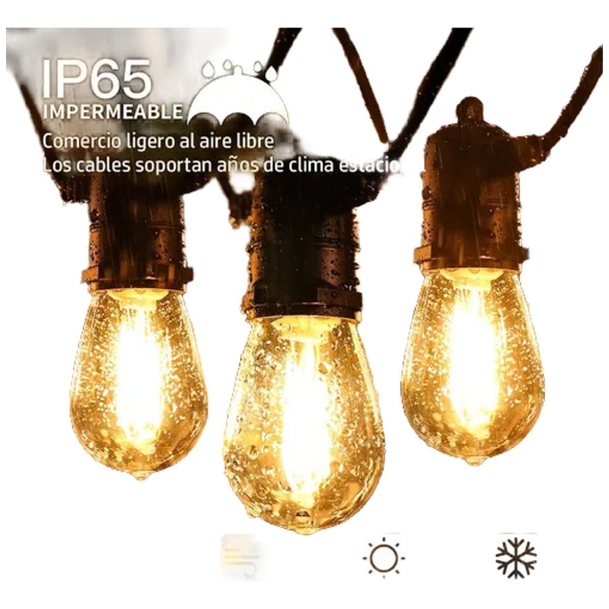 GENERICO - Guirnalda Solar 10 Metros 10 Ampolletas Negro