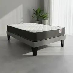 FLOBAL - Cama Europea 1 Plazas Base Dividida Marengo + Colchón 90x190