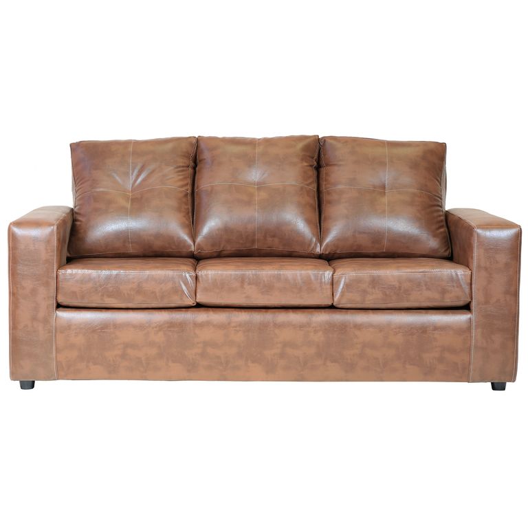 Sofa Emanuel 3 Cuerpos - Cuero Sintetico Pu / Caramelo