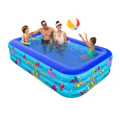GENERICO - Piscina Rectangular Inflable para niños con Diseño 3 Anillos 260x170x60 CM