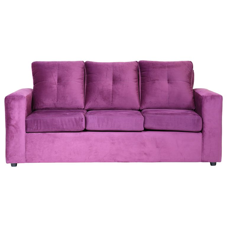 Sofa Emanuel 3 Cuerpos - Tela Felpa / Lila