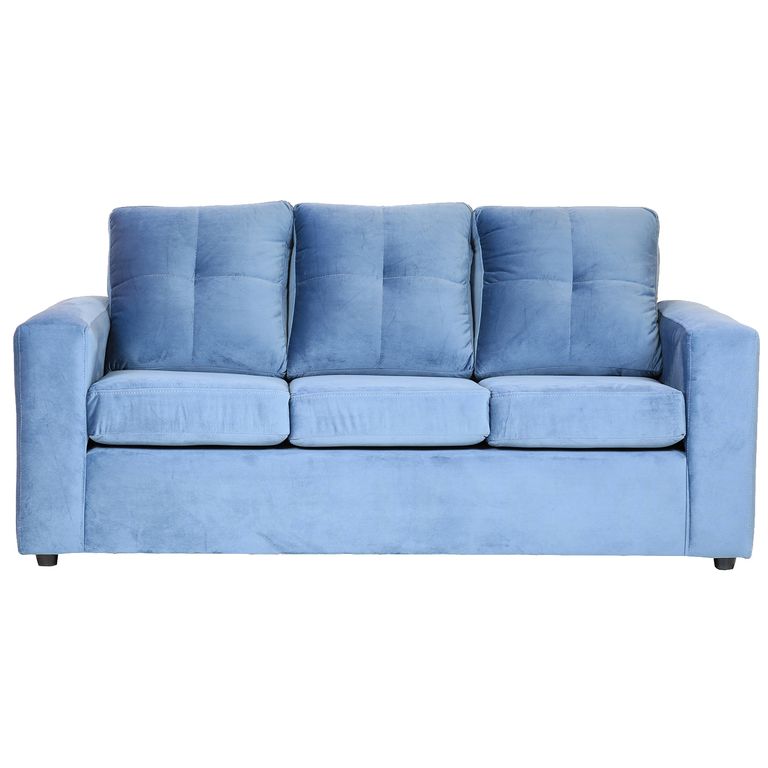 Sofa Emanuel 3 Cuerpos - Tela Felpa / Azul petroleo