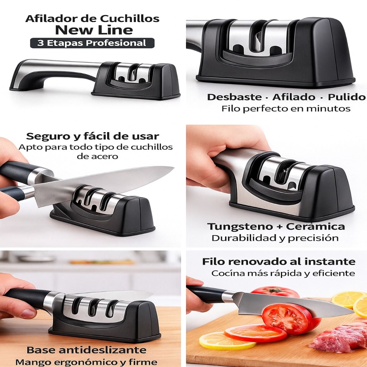 MOVI - Afilador de Cuchillos 3 en 1 - New Line