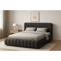 GENERICO - Cama Nube 2 Plazas Gris Grafito + Colchón 2P Mery Desing 30CM + 2 Almohadas Masel