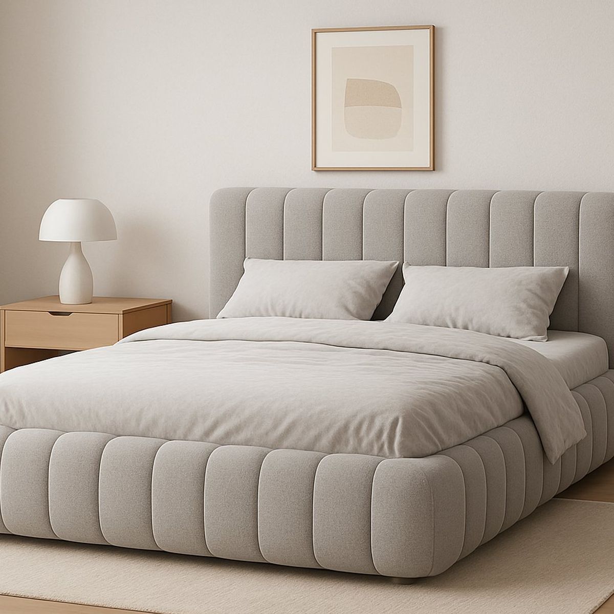 GENERICO - Cama Nube 2 Plazas Gris Claro + Colchón 2P Mery Desing 30CM + 2 Almohadas Masel