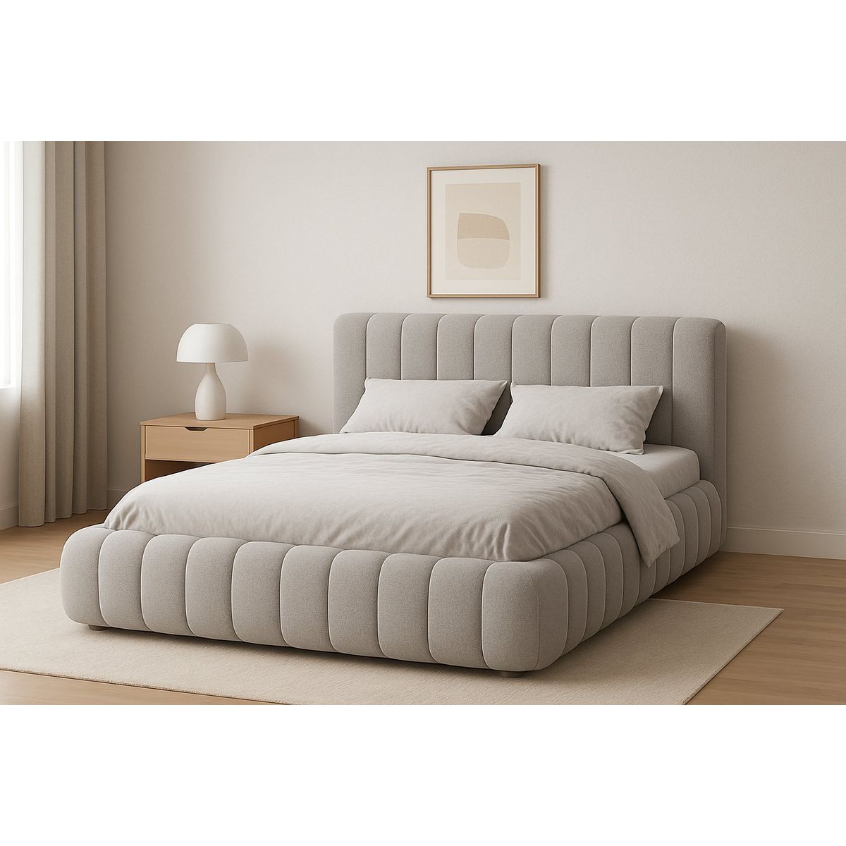 GENERICO - Cama Nube 2 Plazas Gris Claro + Colchón 2P Mery Desing 30CM + 2 Almohadas Masel