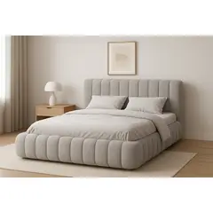 GENERICO - Cama Nube 2 Plazas Gris Claro + Colchón 2P Mery Desing 30CM + 2 Almohadas Masel