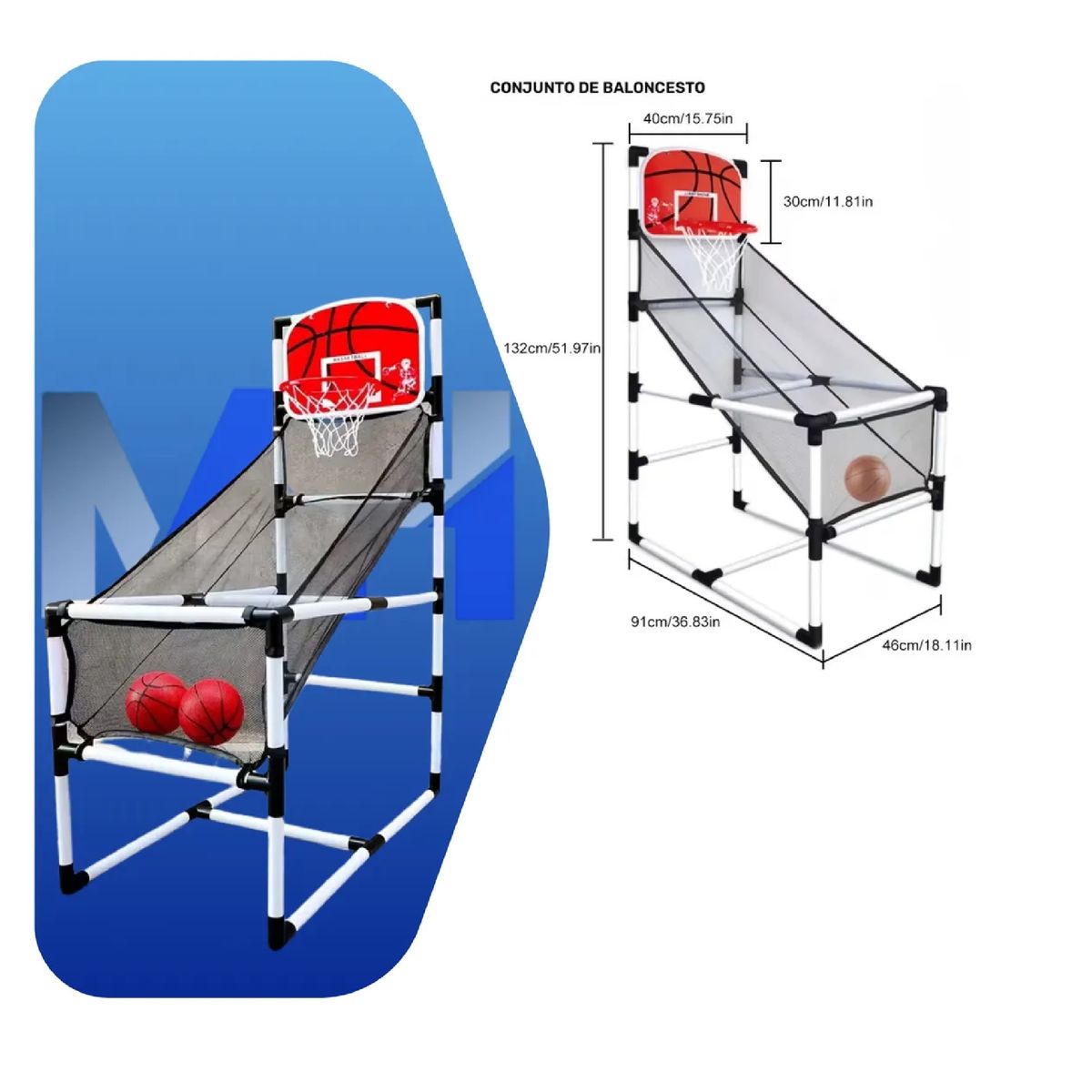 GENERICO - Set Aro Basquetbol Arcade Niños 132m Juego Interactivo