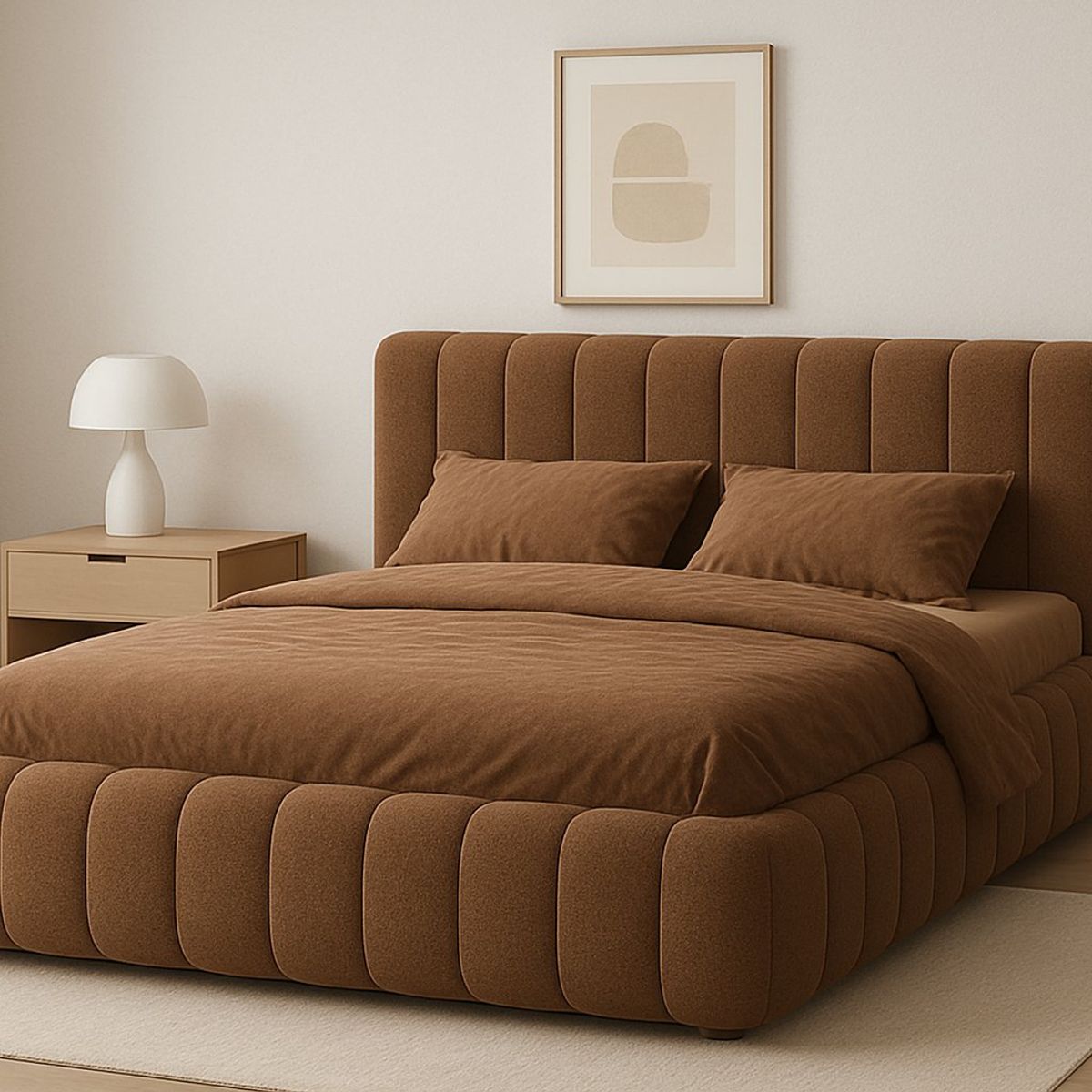 GENERICO - Cama Nube 2 Plazas Cafe + Colchón 2P Mery Desing 30CM + 2 Almohadas Masel