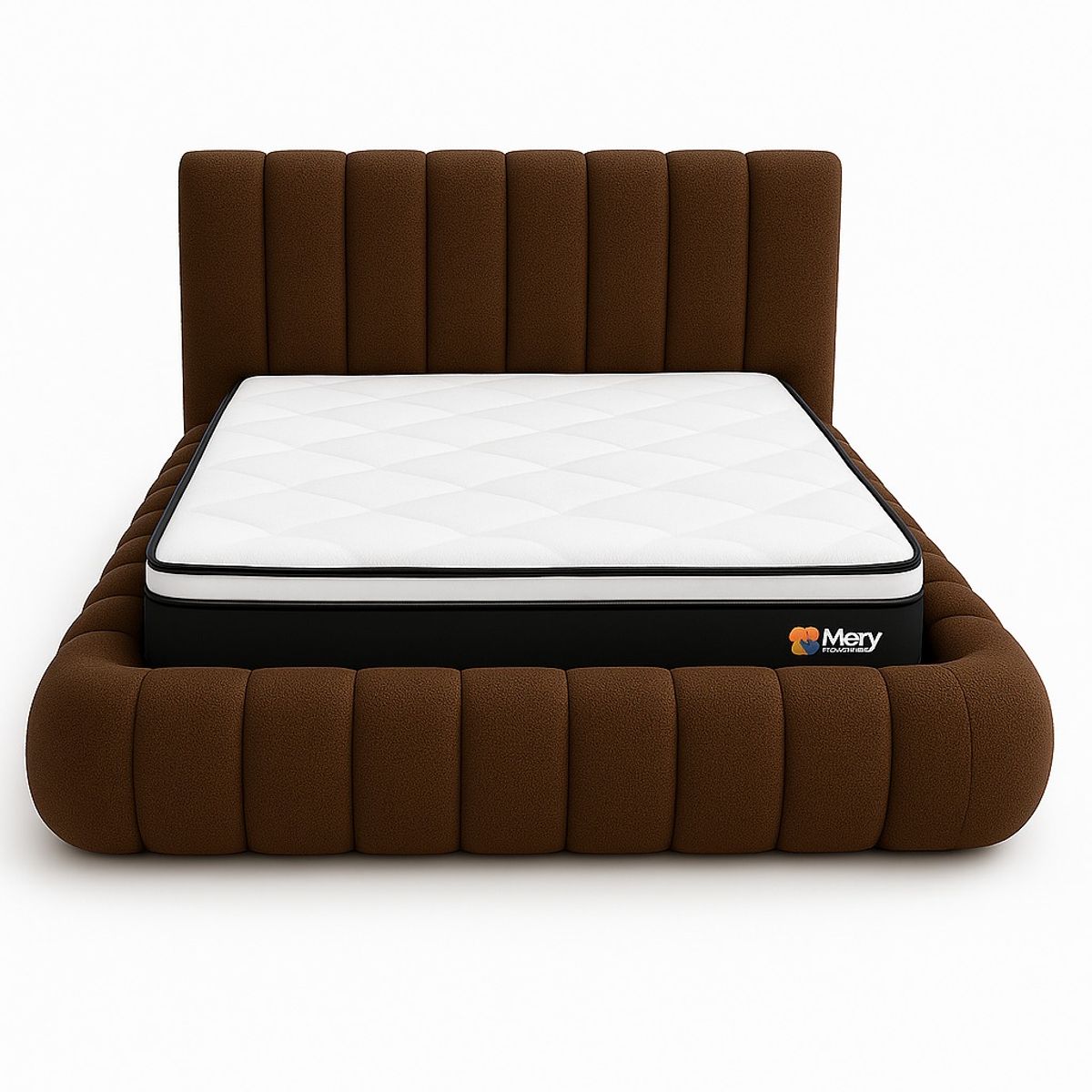 GENERICO - Cama Nube 2 Plazas Cafe + Colchón 2P Mery Desing 30CM + 2 Almohadas Masel