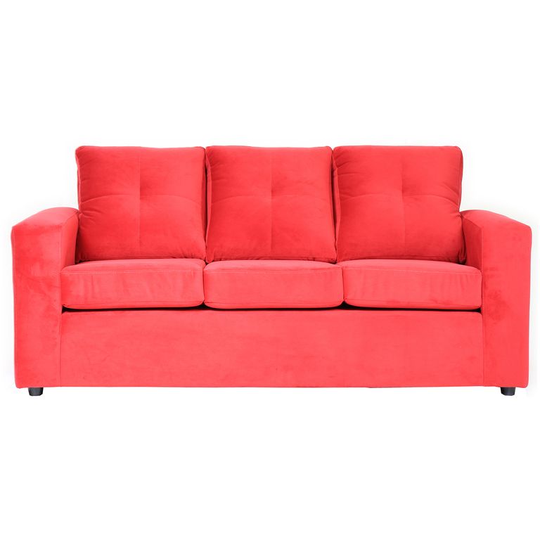 Sofa Emanuel 3 Cuerpos - Tela Felpa / Rojo