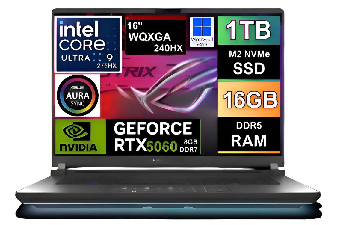 LAPTOP GAMER Rog Strix G16 2025 240hz Ultra 9 275hx SSD 1tb 16GB RAM DDR5 NVIDIA RTX 5060 8GB