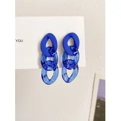 KIRAMA CLOTHING STORE - Aros Azules con Óvalos Entrelazados