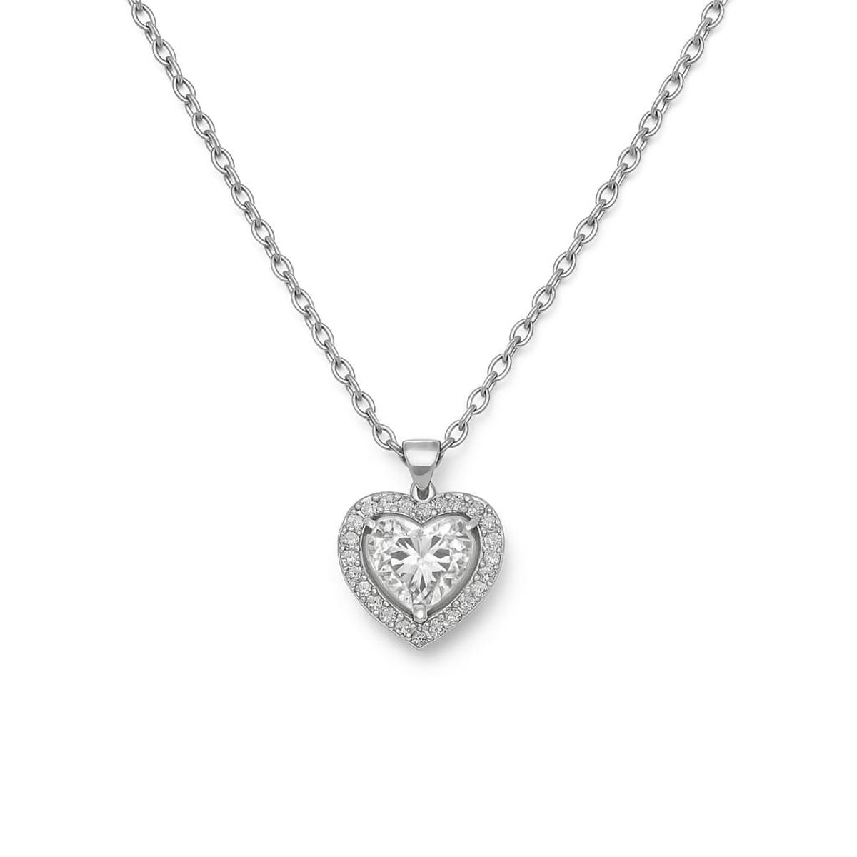 JOYAS LANDEROS - Collar Corazón Circones Rodinado Plata 925