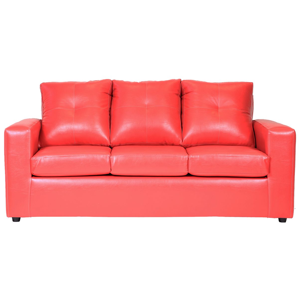 MUEBLES ALTIRO - Living Emanuel 3 Cuerpos Y 2 Poufs - Cuero Sintético Pu